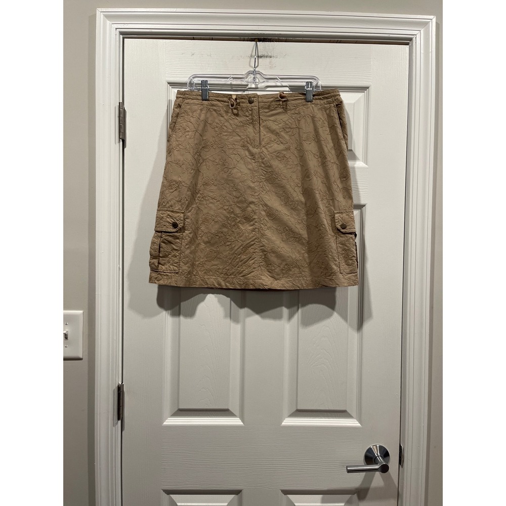 Woolrich‎ Womens Khaki Tan Floral Embroidered Cargo Skirt Size 14 Cotton S 5032